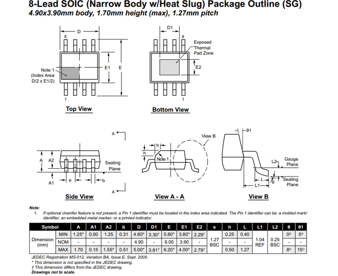 Mechanical Drawing - Microchip Technology CL320, CL325, & CL330 LED Drivers