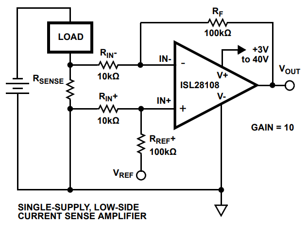 Application Circuit Diagram - Renesas Electronics ISL28x08 Precision Rail-to-Rail Power Op Amps