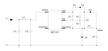 Application Circuit Diagram - Monolithic Power Systems (MPS) MP157 EasyPower Voltage Converters