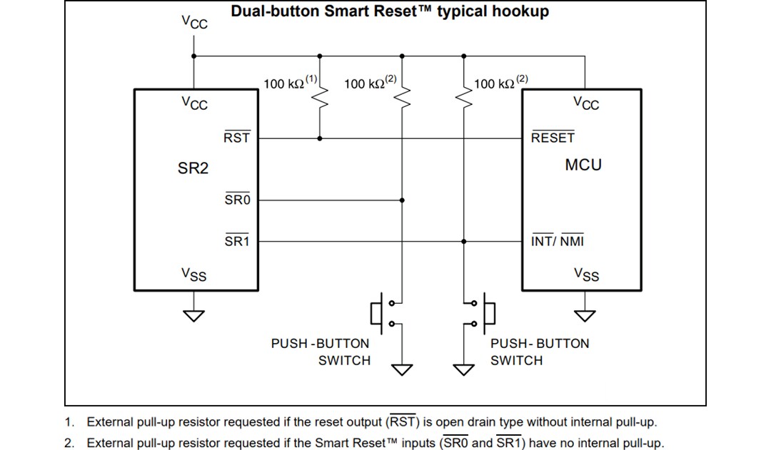 Application Circuit Diagram - STMicroelectronics SR2 6-Pin Smart Reset™ Switch