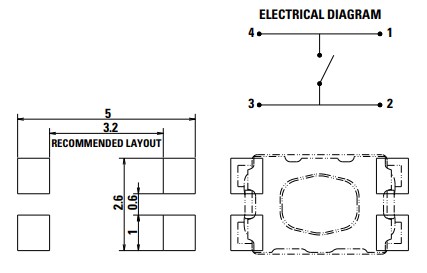 Mechanical Drawing - C&K Switches KMR6 Microminiature SMT Tactile Switches