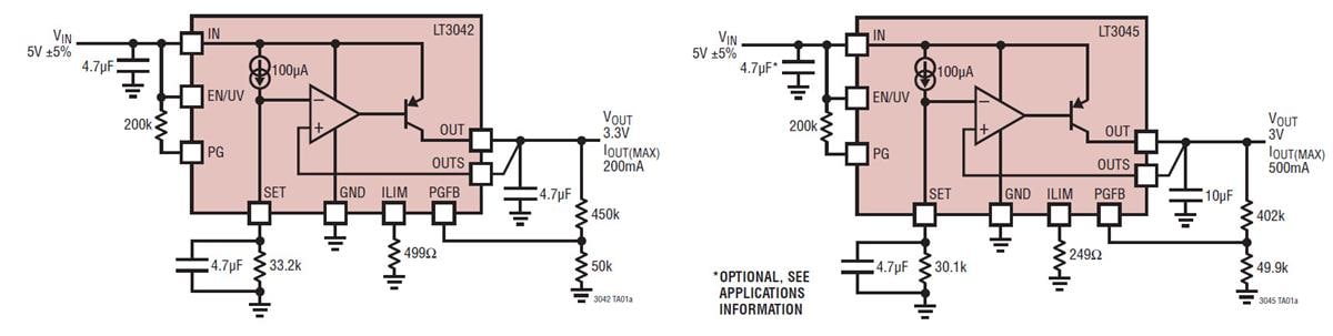 Application Circuit Diagram - Analog Devices Inc. LT304x PSRR Linear Regulators