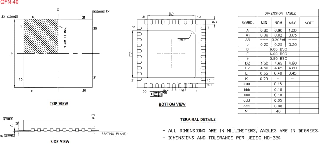 Mechanical Drawing - MaxLinear XR34350 Multiprotocol Transceiver