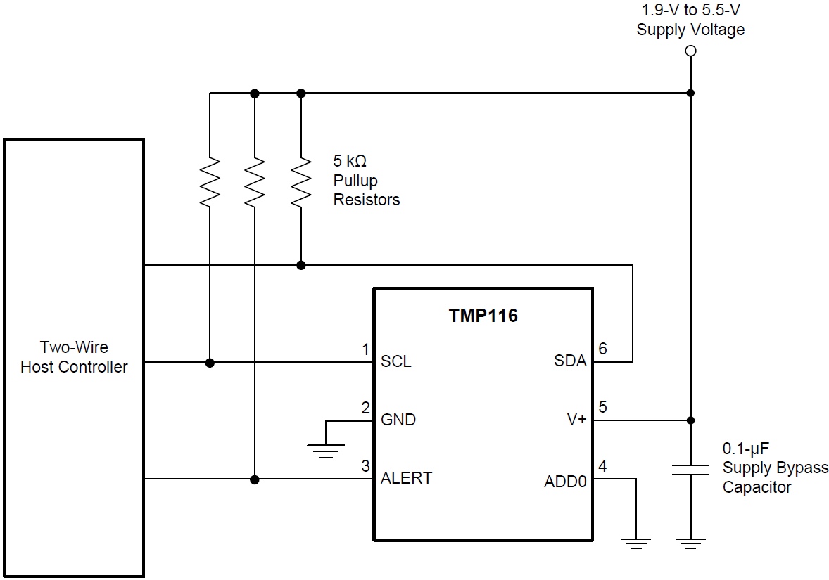 Schematic - Texas Instruments TMP116/TMP116N Digital Temperature Sensors