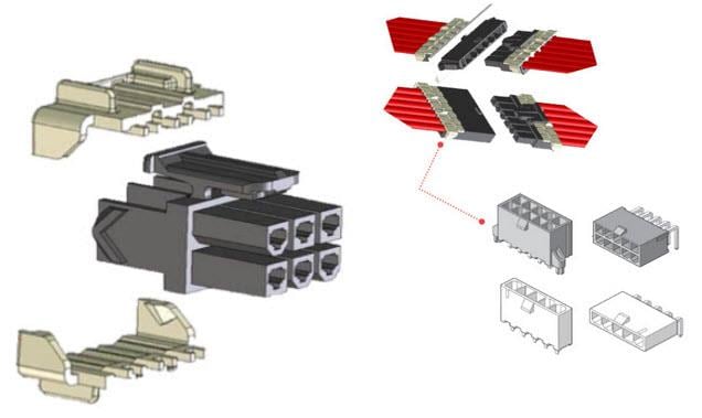 Gráfico mecánico - Molex Conectores de potencia y ensambles de cables TPA2 Mini-Fit