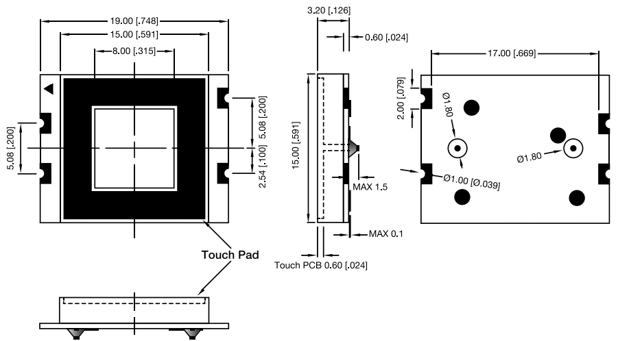 Mechanical Drawing - VCC CSM Capacitive Touch Sensor Displays