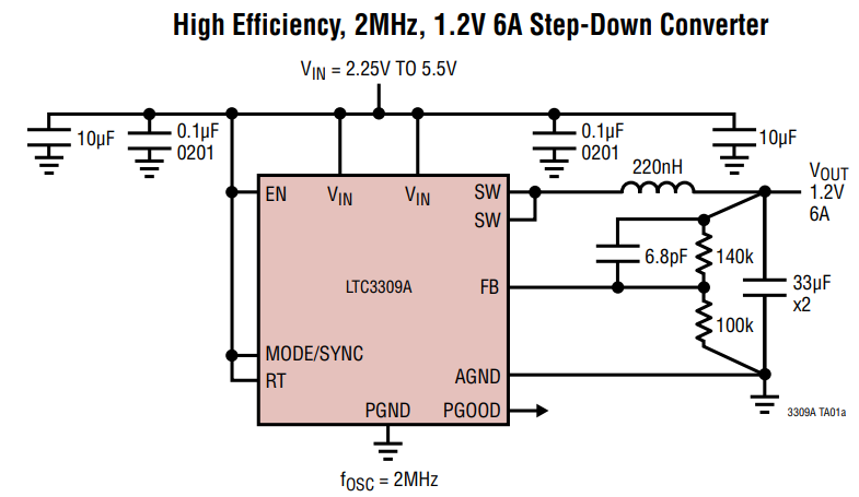 Application Circuit Diagram - Analog Devices Inc. LTC3309A/B Synchronous Step-Down DC/DC Converters
