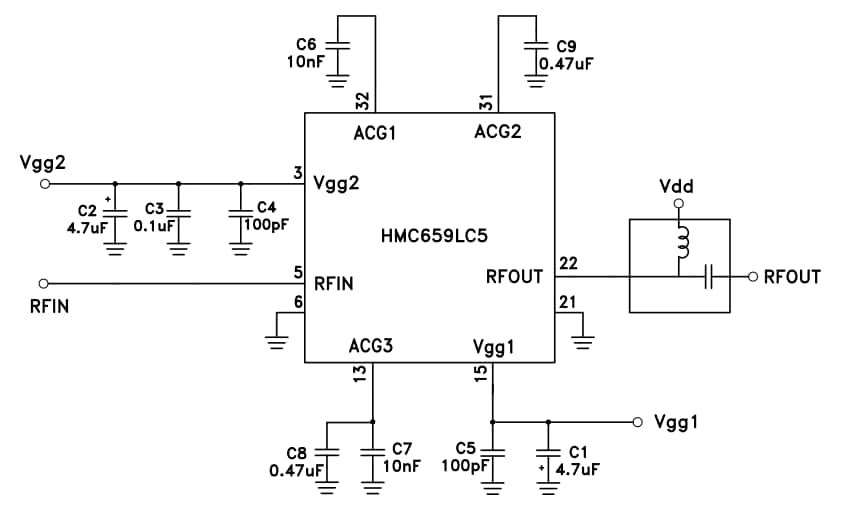Block Diagram - Analog Devices Inc. HMC659 MMIC PHEMT Power Amplifiers