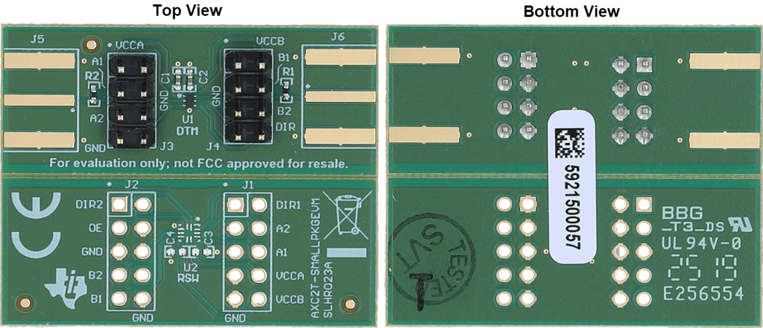 Mechanical Drawing - Texas Instruments AXC2T-SMALLPKGEVM Evaluation Module