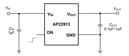 Application Circuit Diagram - Diodes Incorporated AP22913 Single Slew Rate Controlled Load Switches