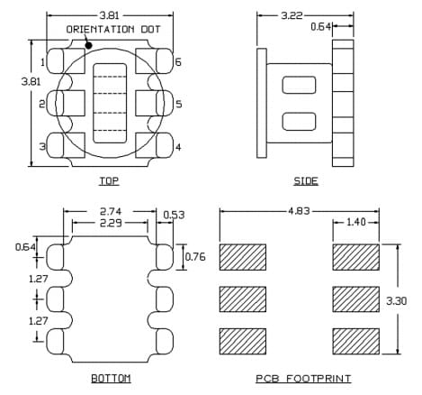 Mechanical Drawing - MACOM MABA-011108 Transmission Line Balun