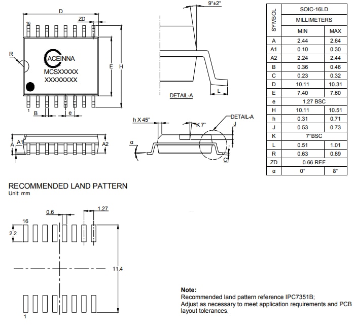Mechanical Drawing - ACEINNA MCA1101 Current Sensor ICs