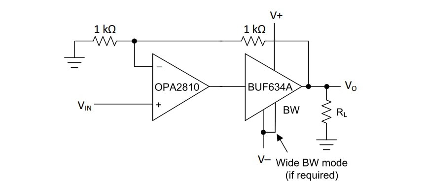 Application Circuit Diagram - Texas Instruments BUF634A 36V High-Speed Buffers