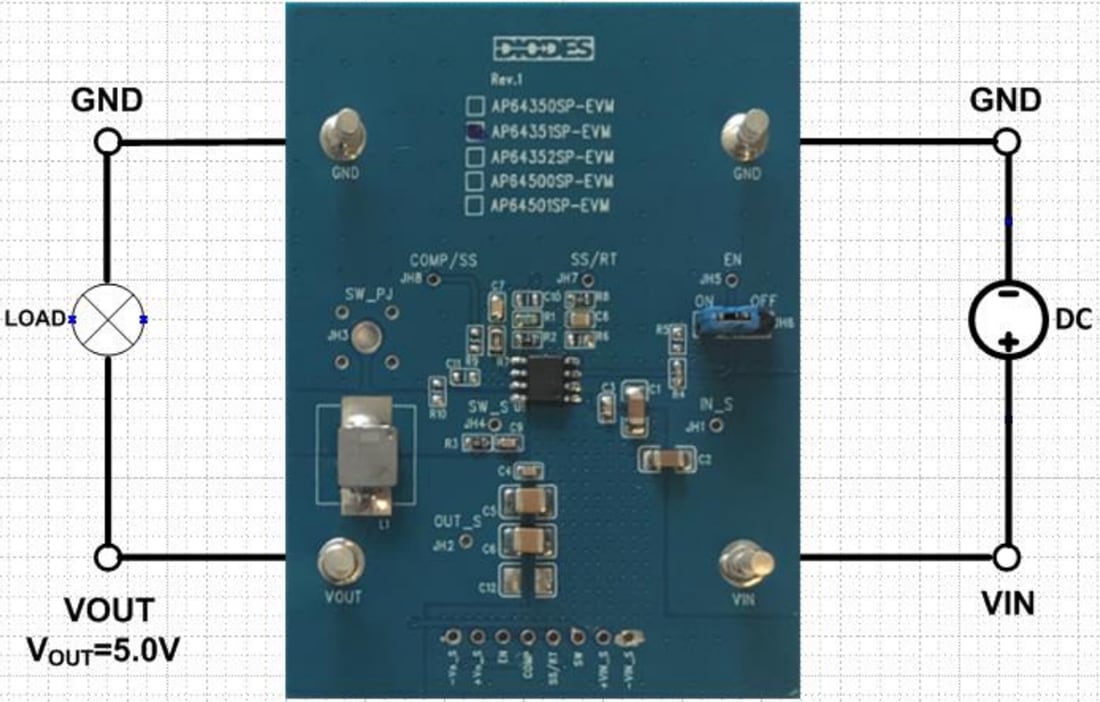Mechanical Drawing - Diodes Incorporated AP64351QSP-EVM Converter Evaluation Board