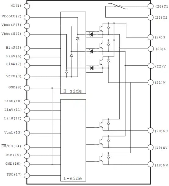 Schematic - STMicroelectronics STGIB10CH60TS-L SLLIMM Short-Circuit IGBTs