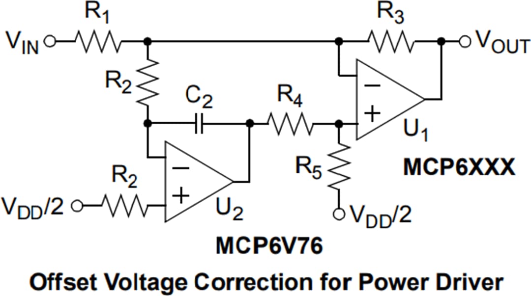 Application Circuit Diagram - Microchip Technology MCP6V7x Zero-Drift Linear Op Amps