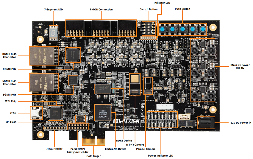 Mechanical Drawing - Lattice Semiconductor Certus-NX Versa Development Boards