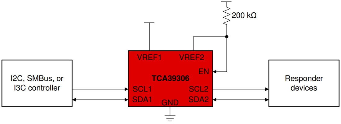 Application Circuit Diagram - Texas Instruments TCA39306/TCA39306-Q1 Dual Voltage-Level Translator