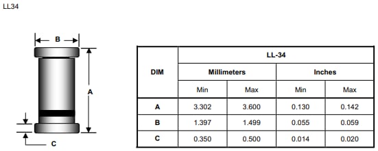 Rectron TCL5V1B Sealed Glass Zener Voltage Regulators