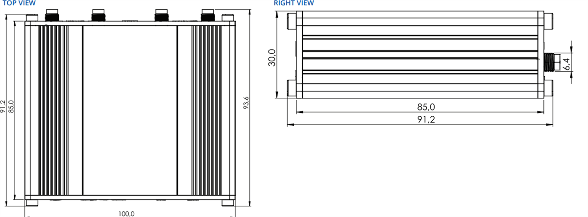 Mechanical Drawing - Teltonika RUT360 LTE Cat 6 Industrial Cellular Router