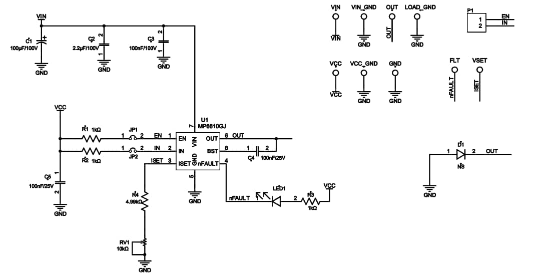 Schematic - Monolithic Power Systems (MPS) EV6610-J-00A Evaluation Board