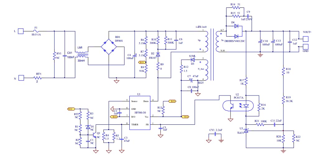 Schematic - Monolithic Power Systems (MPS) EVHF500-30-P-00A Evaluation Board