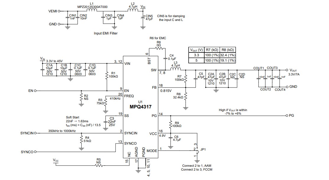 Schematic - Monolithic Power Systems (MPS) EVQ4317-R-01A Evaluation Board