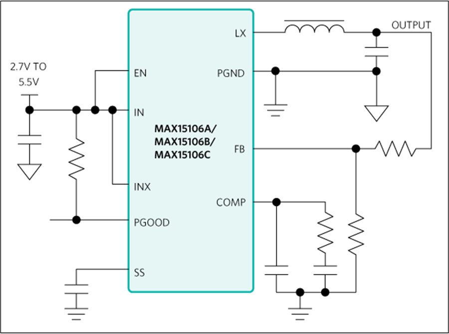 Block Diagram - Analog Devices / Maxim Integrated MAX15106x Step-Down Switching Regulators