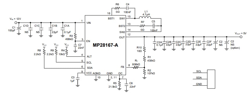 Schematic - Monolithic Power Systems (MPS) EVL28167-A-Q-00A Evaluation Board