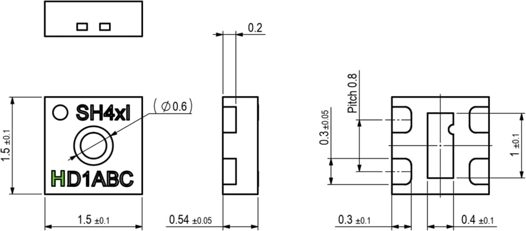 Mechanical Drawing - Sensirion SHT40I-HD1B Analog Humidity Sensor