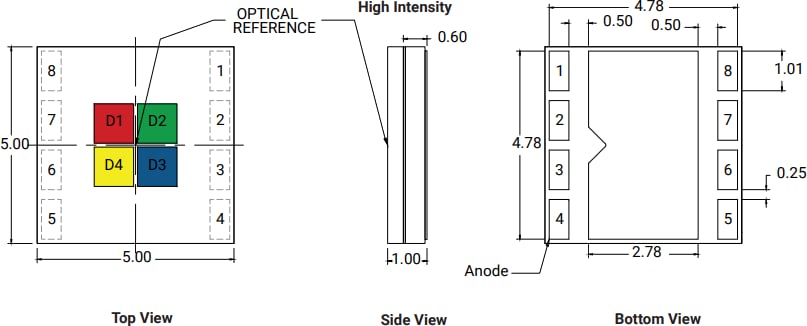 Mechanical Drawing - Cree LED XLamp® XM-L® Color (RGBW) Gen 2 LEDs