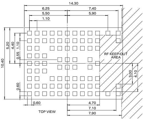 Mechanical Drawing - u-blox NORA-W2 Expresslink Multiradio Modules