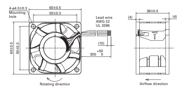 Mechanical Drawing - Sanyo Denki San Ace 60 9HVA High Static Pressure DC Fans