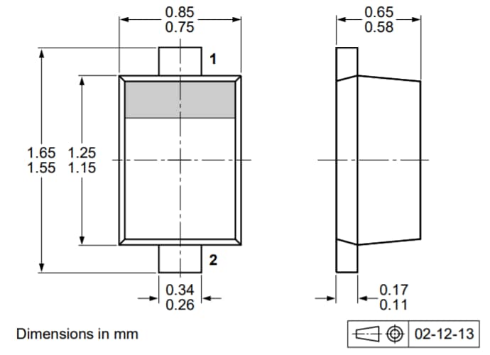 Mechanical Drawing - Nexperia BZX58550 Low-Current Voltage Regulator Diodes
