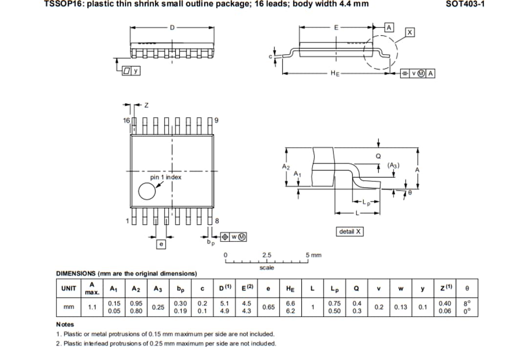 Mechanical Drawing - NXP Semiconductors SC18IS606 I2C-Bus to SPI Bridge