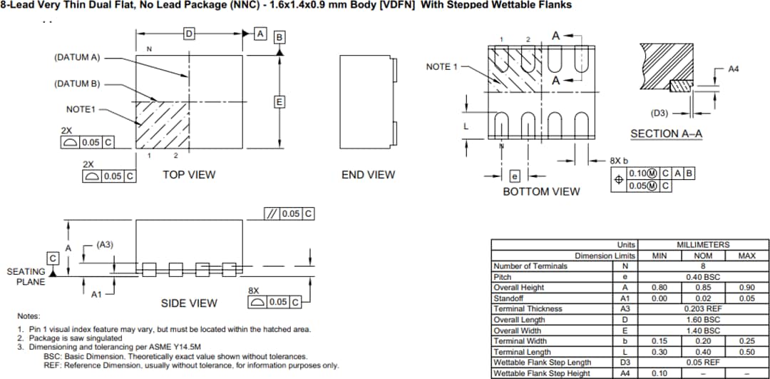 Mechanical Drawing - Microchip Technology SY75602, SY75603, SY75604 PCIe Clock Buffers