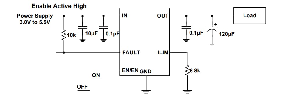 Application Circuit Diagram - Diodes Incorporated AP22654/AP22655 Precision Adjustable Switches