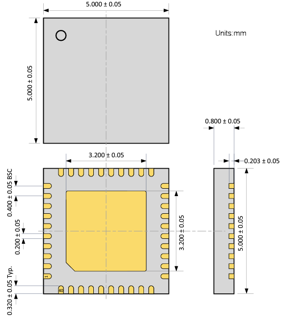 Mechanical Drawing - e-peas AEM30330 Vibration Energy Harvesting