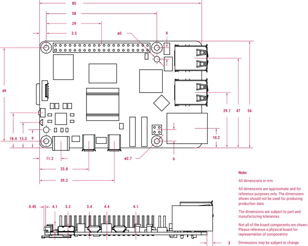 Mechanical Drawing - Raspberry Pi 5 Single Board Computers