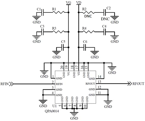 Application Circuit Diagram - Qorvo QPA0812 Power Amplifiers