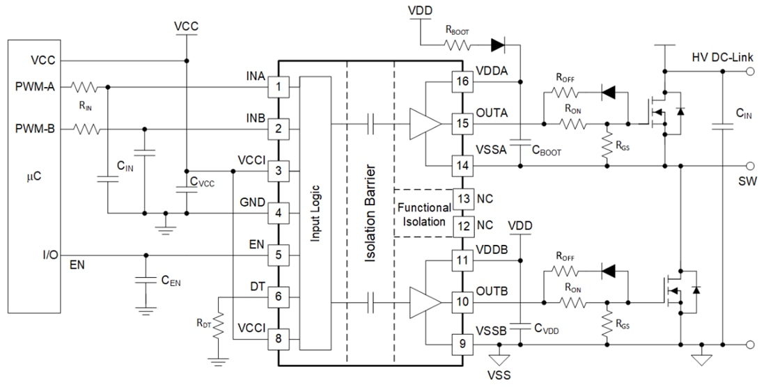 Schematic - Texas Instruments UCC21331/UCC21331-Q1 Isolated Gate Drivers
