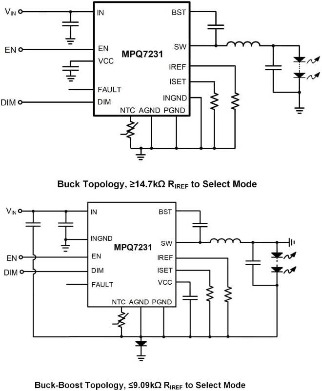 Application Circuit Diagram - Monolithic Power Systems (MPS) MPQ7231 Infrared LED Lighting Drivers