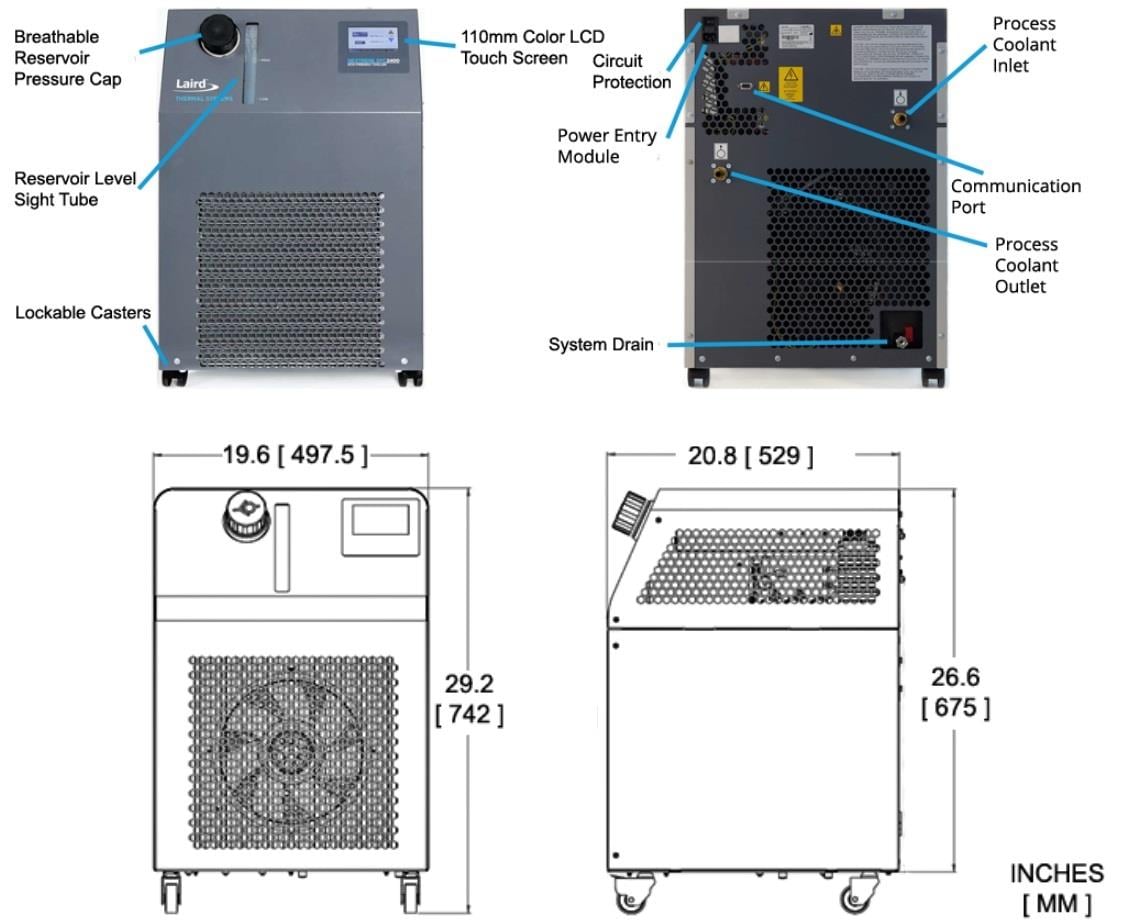 Mechanical Drawing - Tark Thermal Solutions EFC2400-A1-20-BT1 Nextreme™ Eco-Friendly Chiller