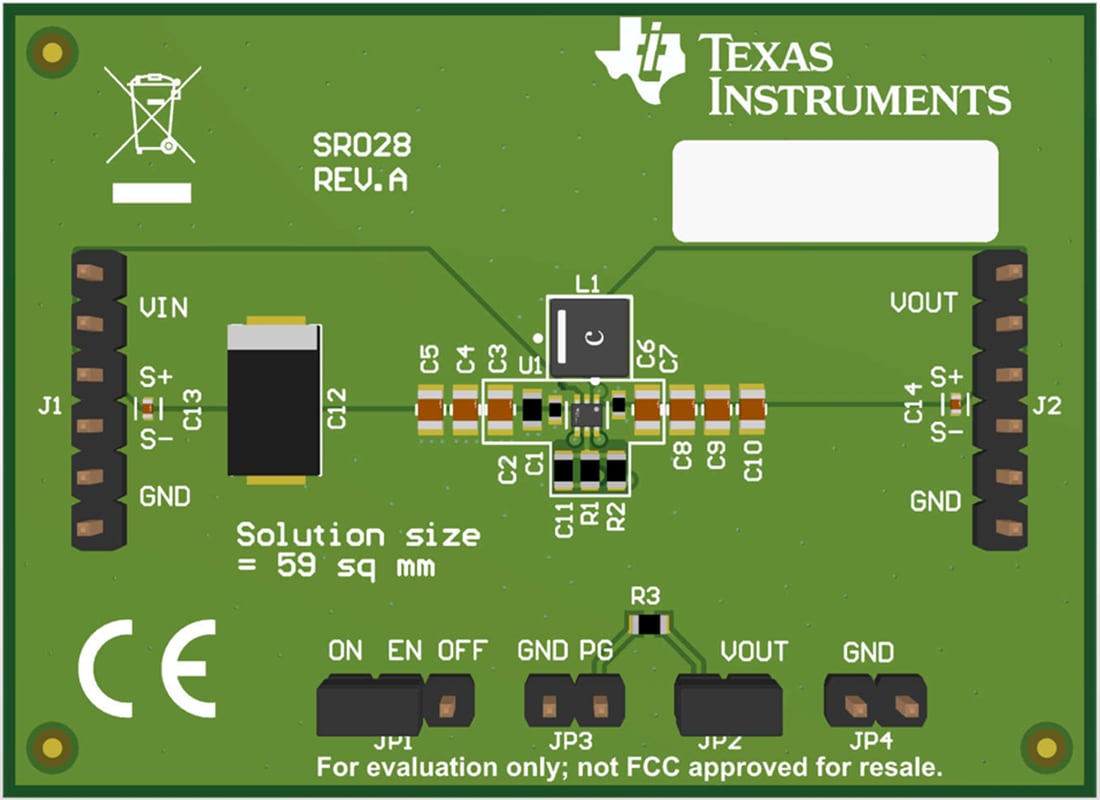 Mechanical Drawing - Texas Instruments TPS62A03EVM-028/TPS62A03AEVM-028 Eval Modules