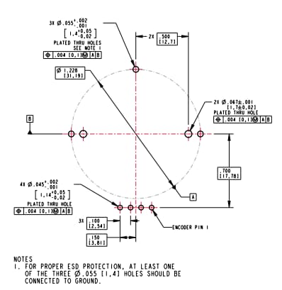 Mechanical Drawing - Grayhill Optical Ring Encoders