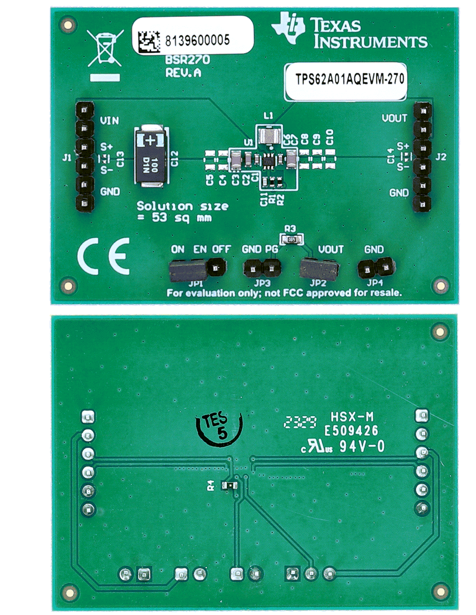 Texas Instruments TPS62A01QEVM-270 & TPS62A01AQEVM-270 Eval Modules