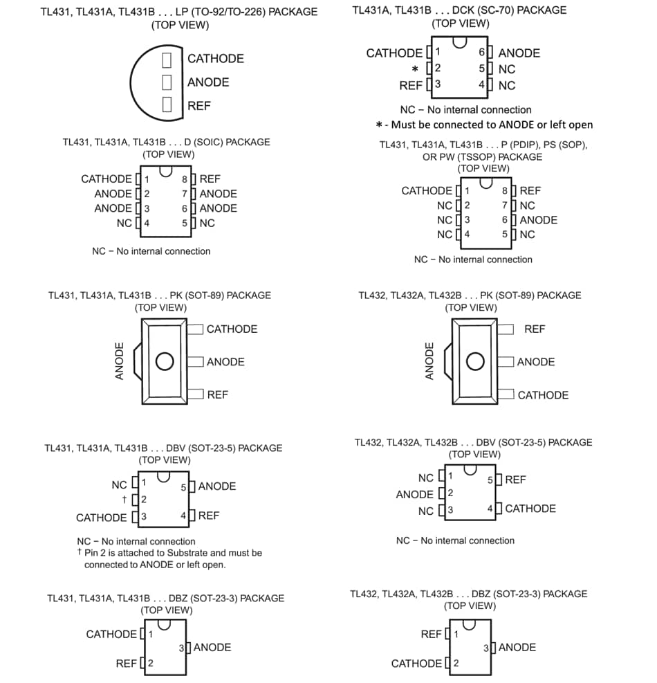 Location Circuit - Texas Instruments TL431/TL432 Precision Programmable References
