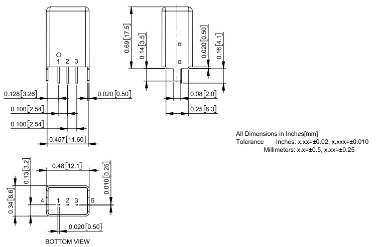 Mechanical Drawing - Cincon NCS01W8 Non-Isolated DC-DC Converters