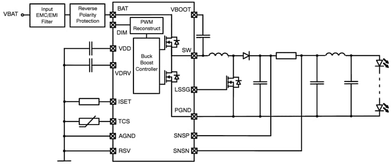 Application Circuit Diagram - onsemi NCV78514 1-Channel Automotive LED Drivers
