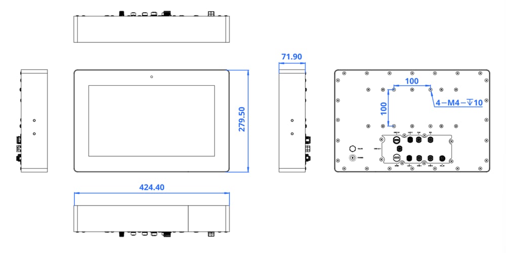 Mechanical Drawing - IEI Technology SHIELD-156 Industrial Panel PCs